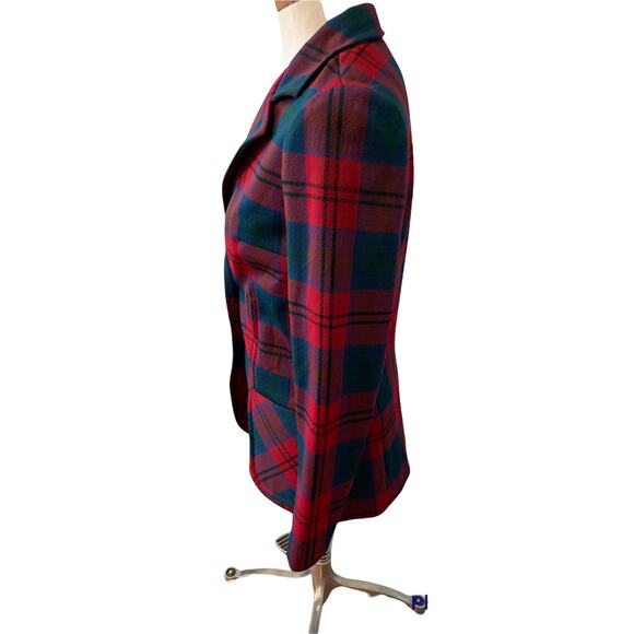 Vintage 70s Tartan Plaid Tailored Blazer Red - Picture 3 of 5